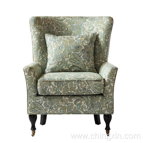 Flower Fabric Leisure Armed Accent Chair with Casters